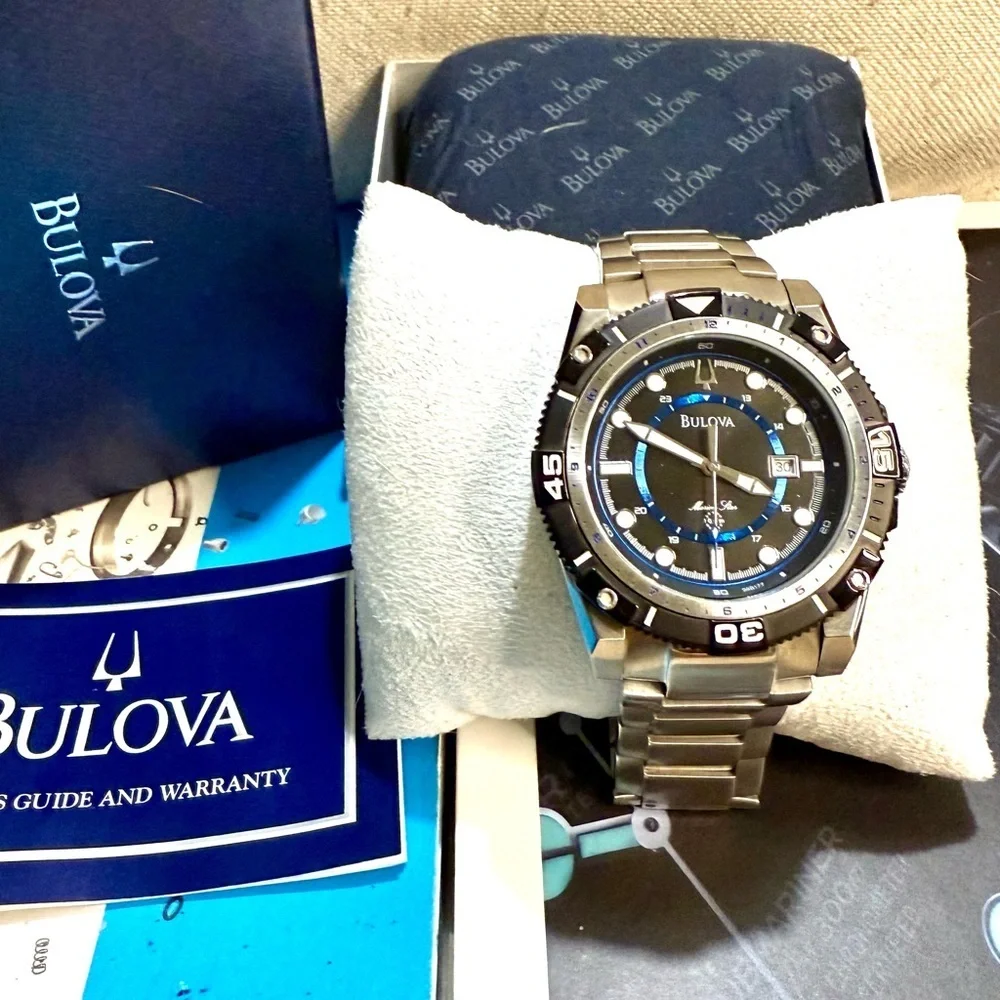 Bulova Marine Star Date Designer Classic Sports Mens Watch - Picture 8 of 8